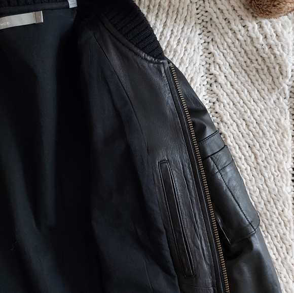 VINCE Genuine Lamb Leather Black Bomber Jacket - Medium - Picture 5 of 8